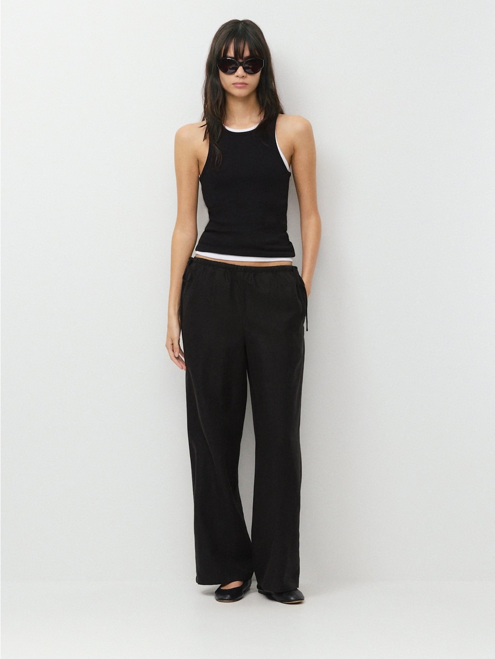 Aritzia Wilfred Black Linen Side Tie Pants